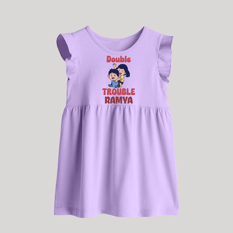 Double Trouble Baby Frock | Custom Baby Frock for Sibling Fun - LILAC - 0 - 3 Months Old (Chest 17")