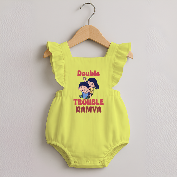 Double Trouble Romper Frock | Custom Romper Frock for Sibling Fun - PASTEL YELLOW - 0 - 3 Months Old (Chest 19")
