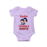 Double Trouble Romper/onesie | Custom Baby Romper/onesie for Sibling Fun - LILAC - New Born (Chest 14")