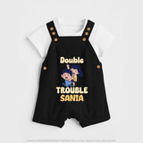 Double Trouble Dungaree Set | Custom Baby Dungaree Set for Sibling Fun - BLACK - 0 - 5 Months Old (Chest 18")