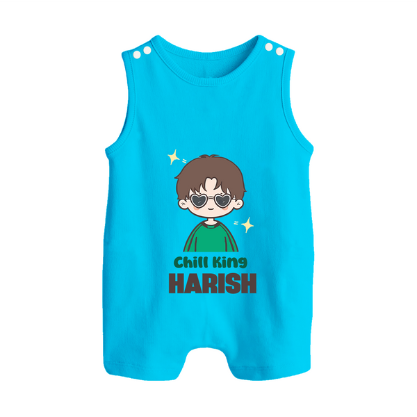 Chill King Romper suit/sleeveless romper | Personalized Baby Romper suit/sleeveless romper for the Little King - SKY BLUE - 0 - 5 Months Old (Chest 18")