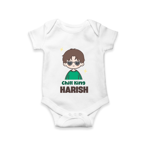 Chill King Romper/onesie | Personalized Baby Romper/onesie for the Little King - WHITE - New Born (Chest 14")