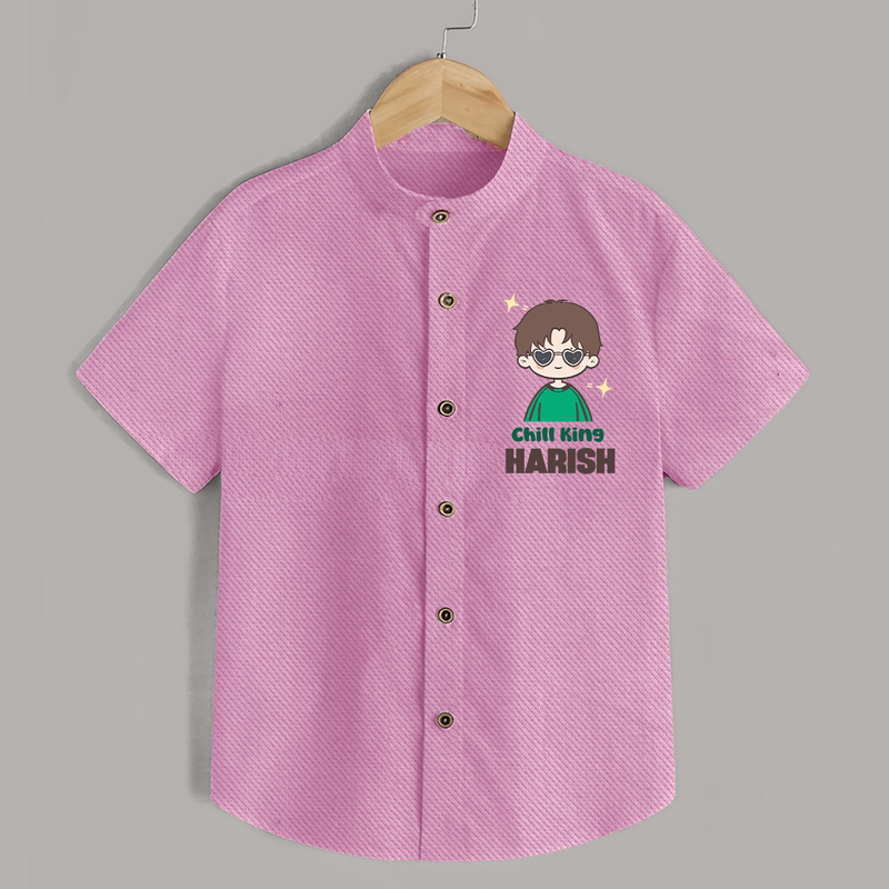 Chill King Shirt | Personalized Baby Shirt for the Little King - BABY PINK - 0 - 6 Months Old (Chest 23")