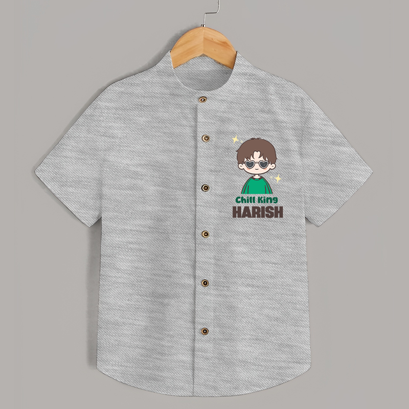 Chill King Shirt | Personalized Baby Shirt for the Little King - GREY - 0 - 6 Months Old (Chest 23")