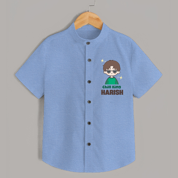 Chill King Shirt | Personalized Baby Shirt for the Little King - SKY BLUE - 0 - 6 Months Old (Chest 23")