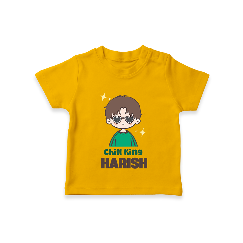 Chill King T-shirt | Personalized Baby T-shirt for the Little King - CHROME YELLOW - 0-5 Months Old (Chest 17")