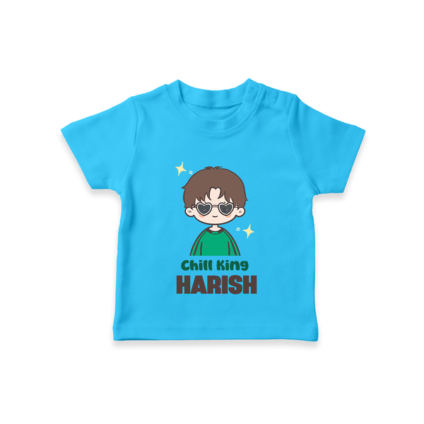 Chill King T-shirt | Personalized Baby T-shirt for the Little King - SKY BLUE - 0-5 Months Old (Chest 17")