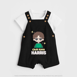 Chill King Dungaree Set | Personalized Baby Dungaree Set for the Little King - BLACK - 0 - 5 Months Old (Chest 18")