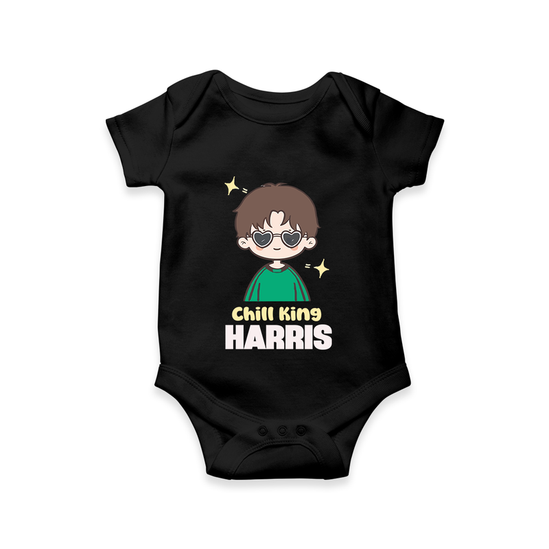 Chill King Romper/onesie | Personalized Baby Romper/onesie for the Little King - BLACK - New Born (Chest 14")