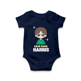 Chill King Romper/onesie | Personalized Baby Romper/onesie for the Little King - NAVY BLUE - New Born (Chest 14")