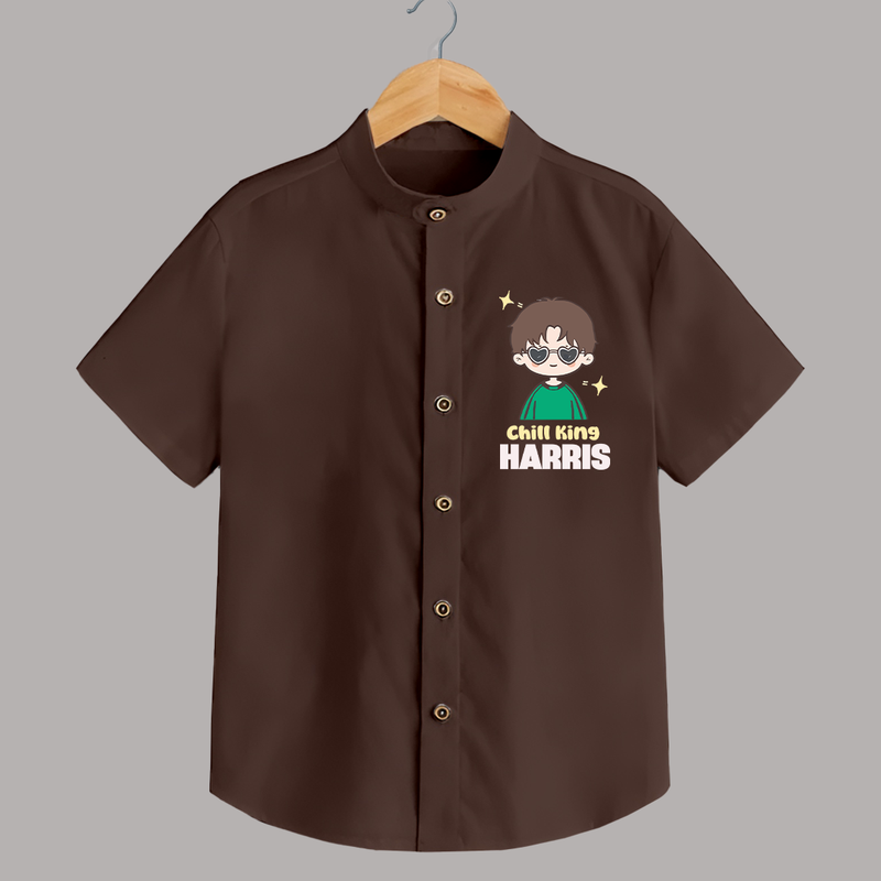 Chill King Shirt | Personalized Baby Shirt for the Little King - CHOCOLATE BROWN - 0 - 6 Months Old (Chest 23")