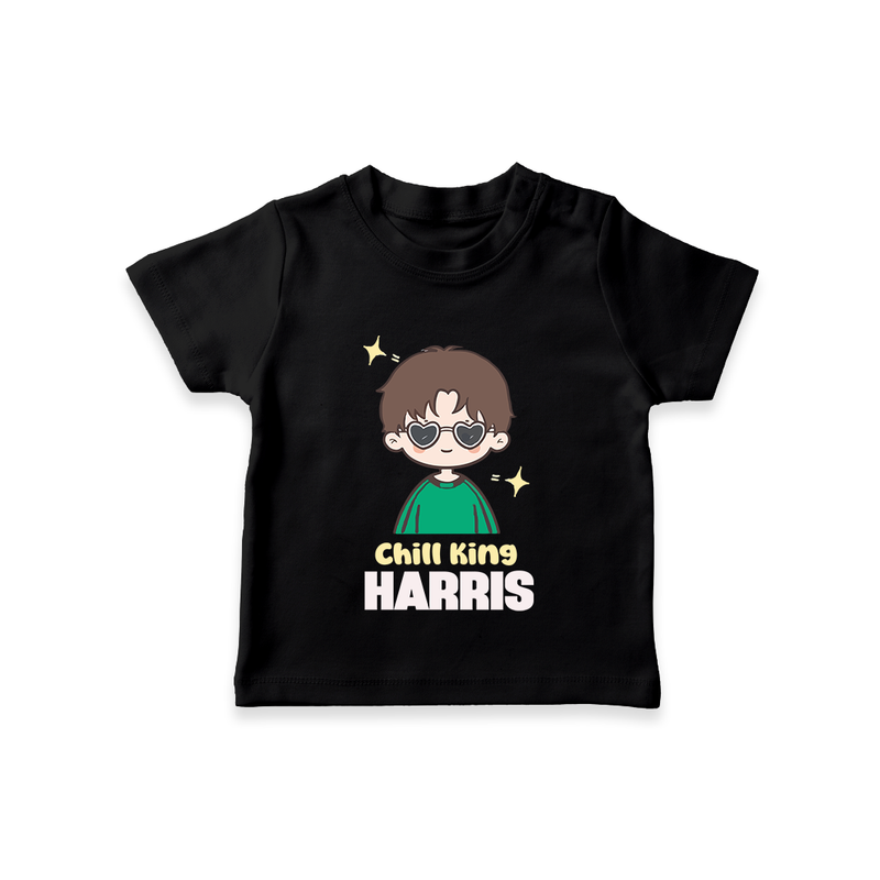 Chill King T-shirt | Personalized Baby T-shirt for the Little King - BLACK - 0-5 Months Old (Chest 17")