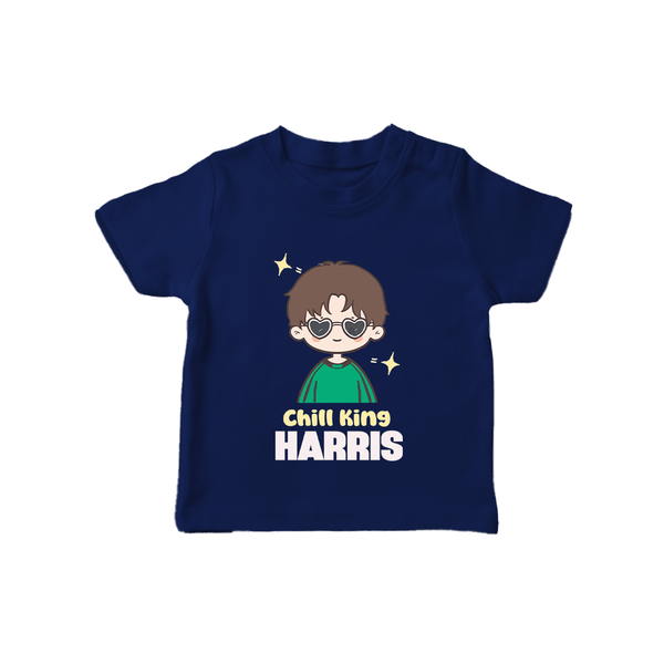 Chill King T-shirt | Personalized Baby T-shirt for the Little King - NAVY BLUE - 0-5 Months Old (Chest 17")