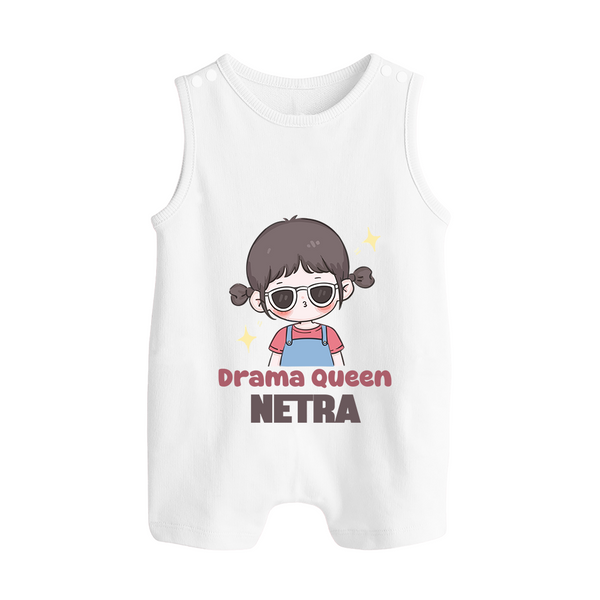 Drama Queen Romper suit/sleeveless romper | Custom Baby Romper suit/sleeveless romper for Your Little Drama Queen - WHITE - 0 - 5 Months Old (Chest 18")
