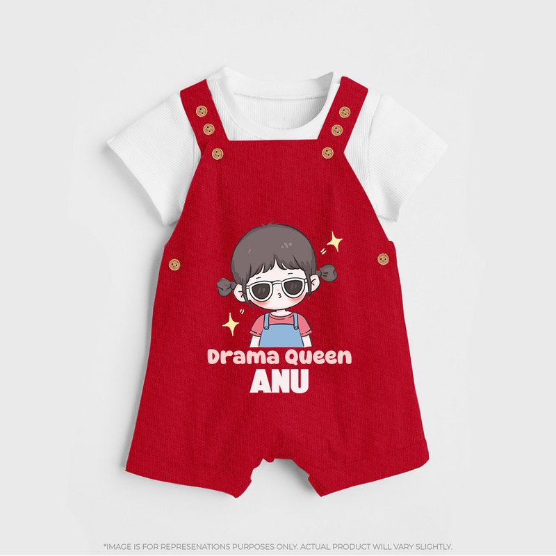 Drama Queen Dungaree Set | Custom Baby Dungaree Set for Your Little Drama Queen - RED - 0 - 5 Months Old (Chest 18")