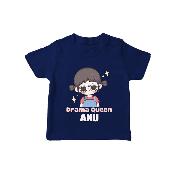 Drama Queen T-shirt | Custom Baby T-shirt for Your Little Drama Queen - NAVY BLUE - 0-5 Months Old (Chest 17")