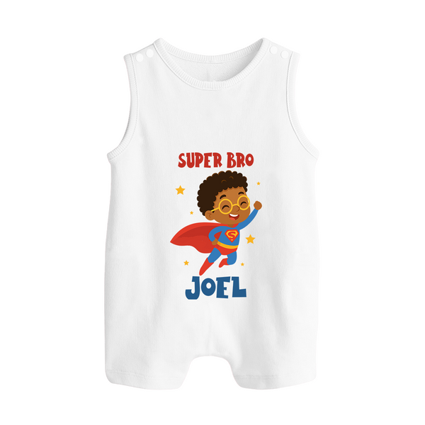 Super Bro Romper suit/sleeveless romper | Personalized Baby Romper suit/sleeveless romper for the Super Bro - WHITE - 0 - 5 Months Old (Chest 18")