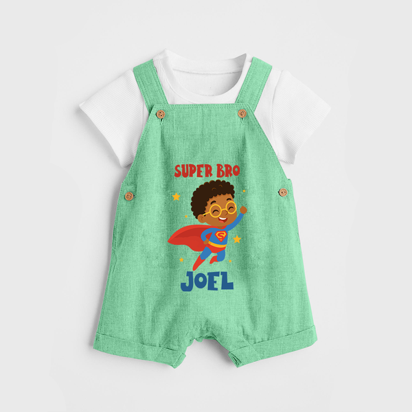 Super Bro Dungaree Set | Personalized Baby Dungaree Set for the Super Bro - GREEN - 0 - 5 Months Old (Chest 18")