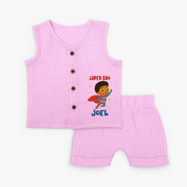 Super Bro Jabla Set | Personalized Baby Jabla Set for the Super Bro - BABY PINK - 0 - 3 Months Old (Chest 9.8")