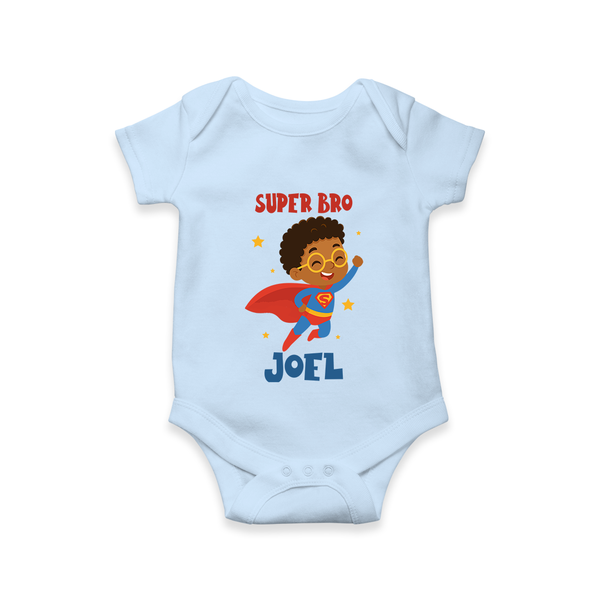Super Bro Romper/onesie | Personalized Baby Romper/onesie for the Super Bro - BABY BLUE - New Born (Chest 14")