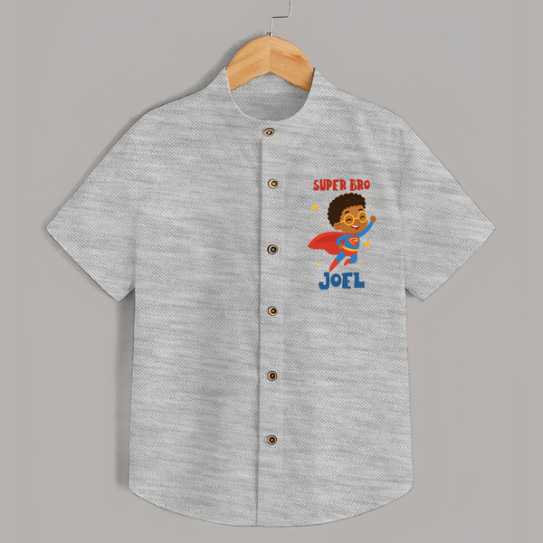 Super Bro Shirt | Personalized Baby Shirt for the Super Bro - GREY - 0 - 6 Months Old (Chest 23")