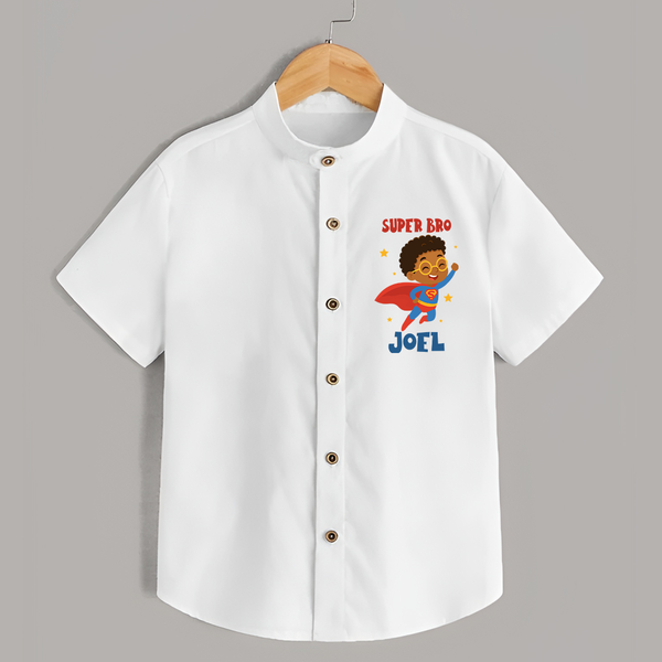 Super Bro Shirt | Personalized Baby Shirt for the Super Bro - WHITE - 0 - 6 Months Old (Chest 23")