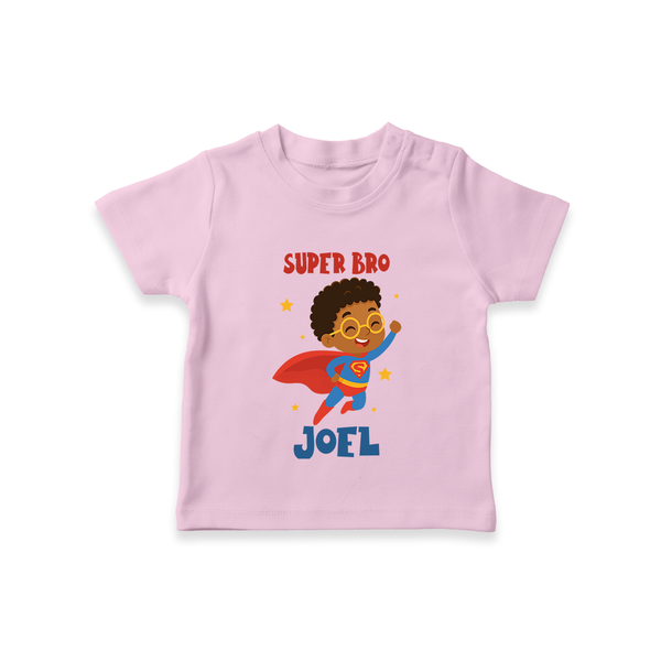 Super Bro T-shirt | Personalized Baby T-shirt for the Super Bro - BABY PINK - 0-5 Months Old (Chest 17")