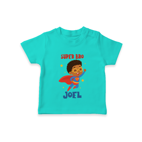 Super Bro T-shirt | Personalized Baby T-shirt for the Super Bro - TEAL - 0-5 Months Old (Chest 17")