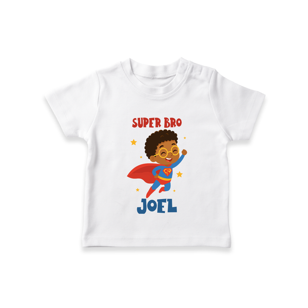 Super Bro T-shirt | Personalized Baby T-shirt for the Super Bro - WHITE - 0-5 Months Old (Chest 17")