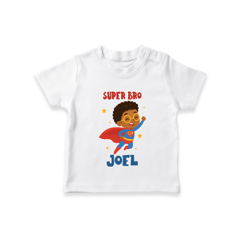 Super Bro T-shirt | Personalized Baby T-shirt for the Super Bro - WHITE - 0-5 Months Old (Chest 17")