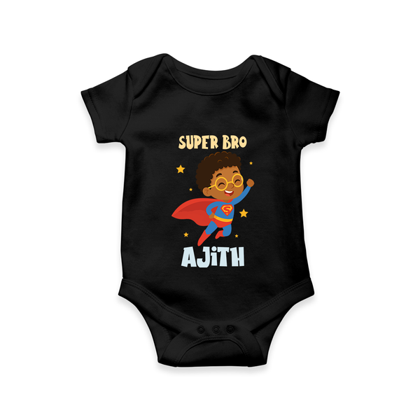 Super Bro Romper/onesie | Personalized Baby Romper/onesie for the Super Bro - BLACK - New Born (Chest 14")