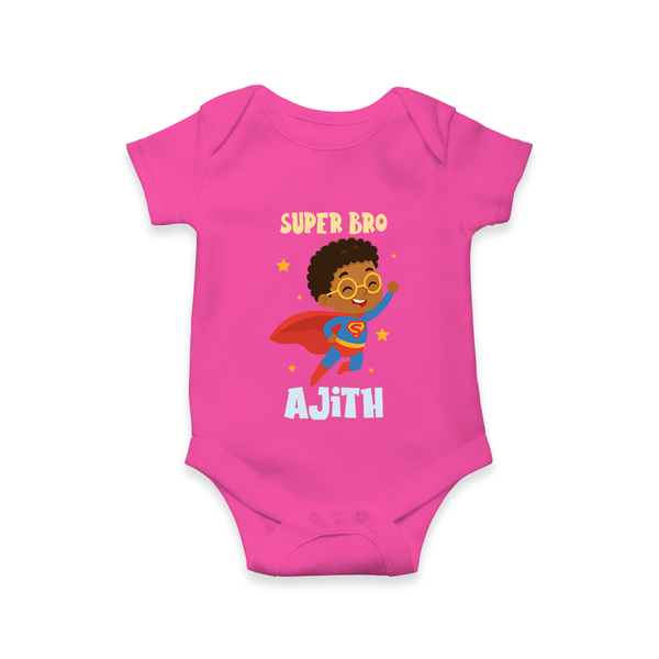 Super Bro Romper/onesie | Personalized Baby Romper/onesie for the Super Bro - HOT PINK - New Born (Chest 14")