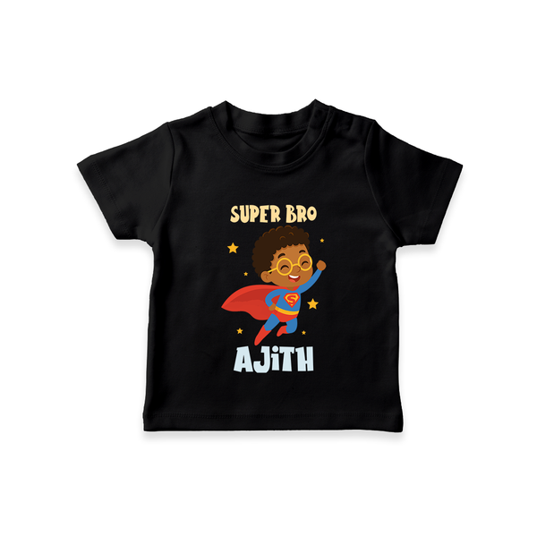 Super Bro T-shirt | Personalized Baby T-shirt for the Super Bro - BLACK - 0-5 Months Old (Chest 17")