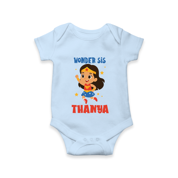 Wonder Sis Romper/onesie | Custom Baby Romper/onesie for the Wonder Sister - BABY BLUE - New Born (Chest 14")
