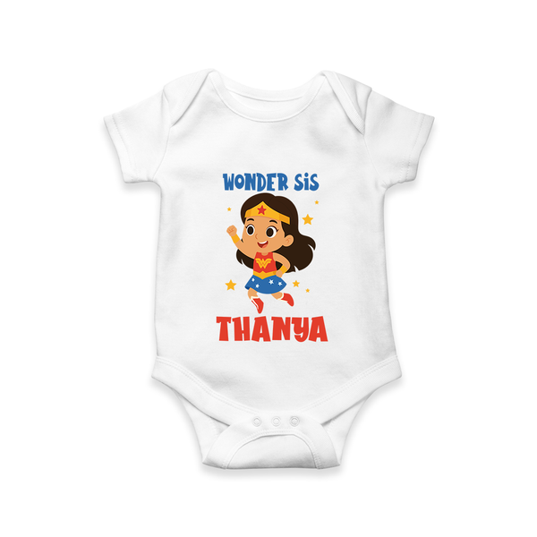 Wonder Sis Romper/onesie | Custom Baby Romper/onesie for the Wonder Sister - WHITE - New Born (Chest 14")