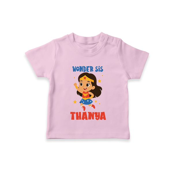 Wonder Sis T-shirt | Custom Baby T-shirt for the Wonder Sister - BABY PINK - 0-5 Months Old (Chest 17")