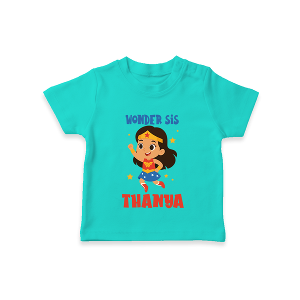 Wonder Sis T-shirt | Custom Baby T-shirt for the Wonder Sister - TEAL - 0-5 Months Old (Chest 17")