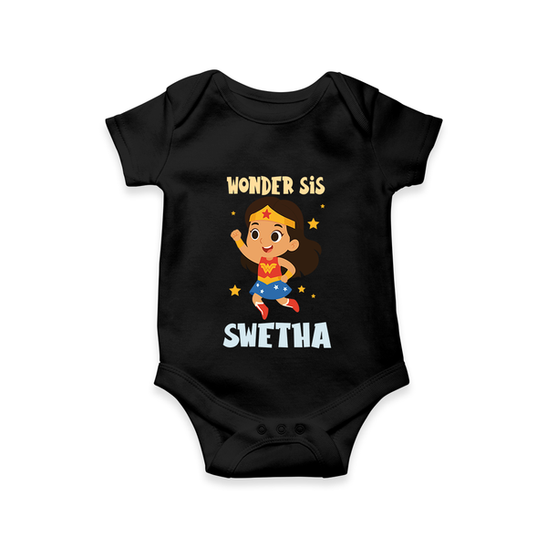 Wonder Sis Romper/onesie | Custom Baby Romper/onesie for the Wonder Sister - BLACK - New Born (Chest 14")