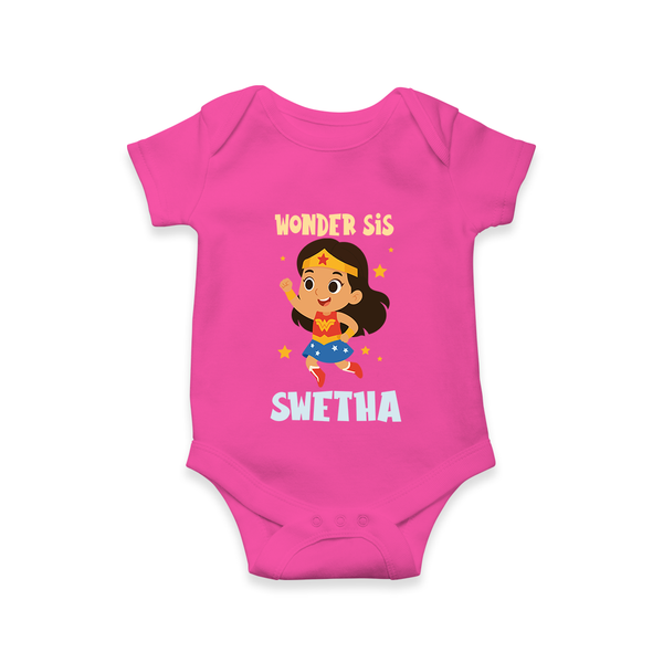 Wonder Sis Romper/onesie | Custom Baby Romper/onesie for the Wonder Sister - HOT PINK - New Born (Chest 14")
