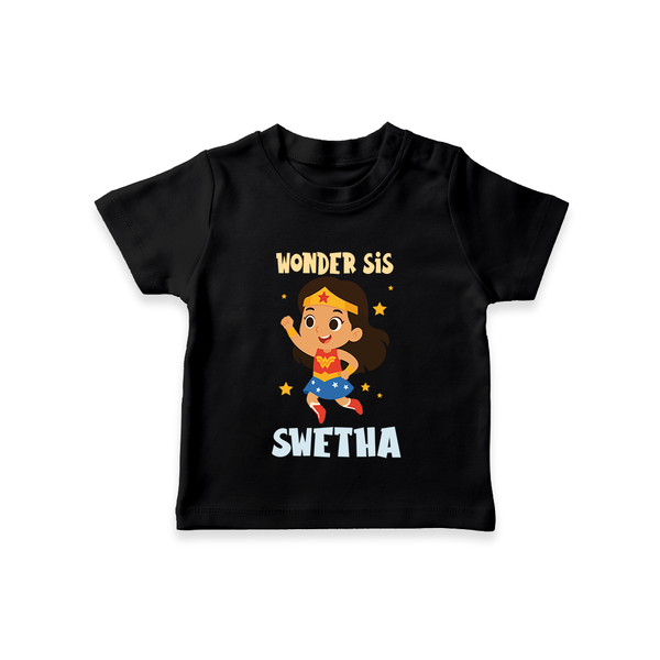 Wonder Sis T-shirt | Custom Baby T-shirt for the Wonder Sister - BLACK - 0-5 Months Old (Chest 17")