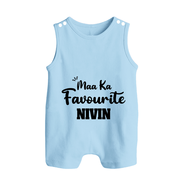 Maa Ka Favourite Romper suit/sleeveless romper | Personalized Baby Romper suit/sleeveless romper for the Favourite One - BABY BLUE - 0 - 5 Months Old (Chest 18")