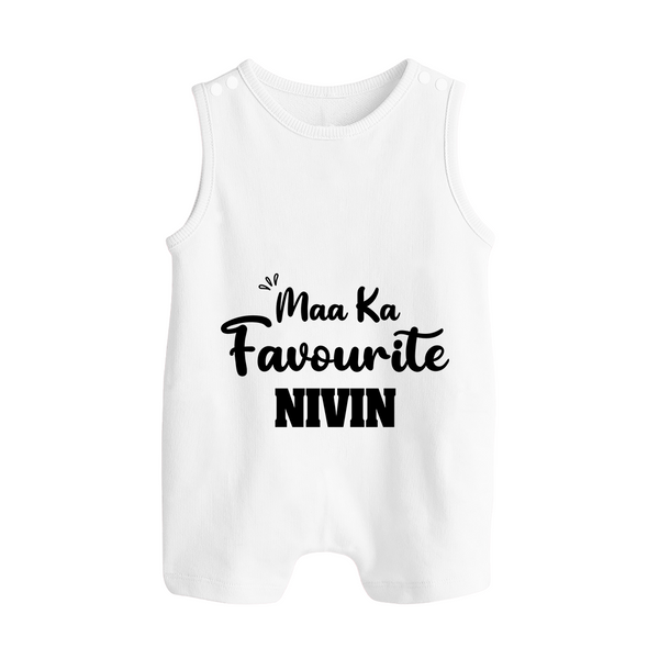 Maa Ka Favourite Romper suit/sleeveless romper | Personalized Baby Romper suit/sleeveless romper for the Favourite One - WHITE - 0 - 5 Months Old (Chest 18")