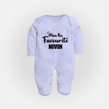 Maa Ka Favourite Sleep suit/full sleeve body suit | Personalized Baby Sleep suit/full sleeve body suit for the Favourite One - BABY BLUE - New Born (Chest 7.5")