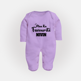 Maa Ka Favourite Sleep suit/full sleeve body suit | Personalized Baby Sleep suit/full sleeve body suit for the Favourite One - LILAC - New Born (Chest 7.5")
