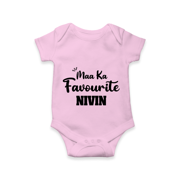 Maa Ka Favourite Romper/onesie | Personalized Baby Romper/onesie for the Favourite One - BABY PINK - New Born (Chest 14")