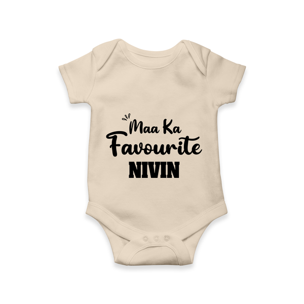 Maa Ka Favourite Romper/onesie | Personalized Baby Romper/onesie for the Favourite One - IVORY - New Born (Chest 14")