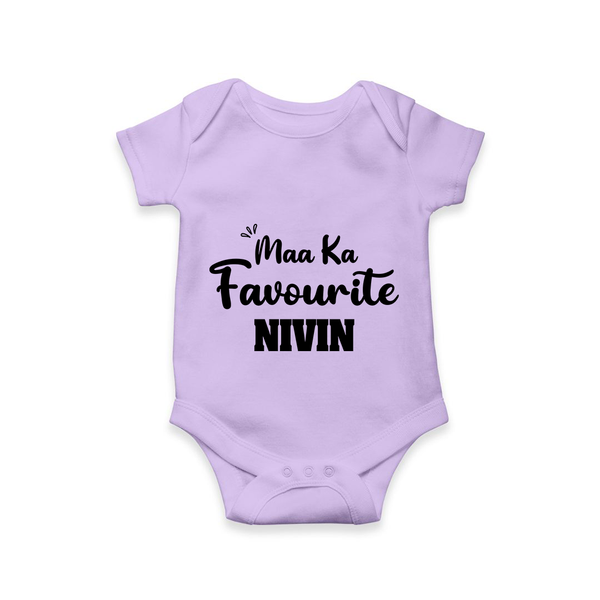 Maa Ka Favourite Romper/onesie | Personalized Baby Romper/onesie for the Favourite One - LILAC - New Born (Chest 14")