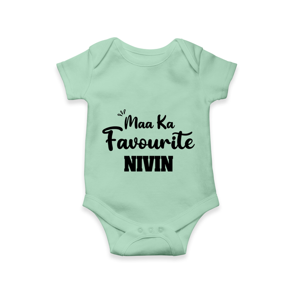 Maa Ka Favourite Romper/onesie | Personalized Baby Romper/onesie for the Favourite One - MINT GREEN - New Born (Chest 14")