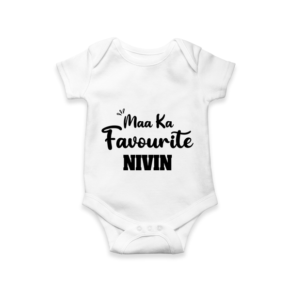 Maa Ka Favourite Romper/onesie | Personalized Baby Romper/onesie for the Favourite One - WHITE - New Born (Chest 14")