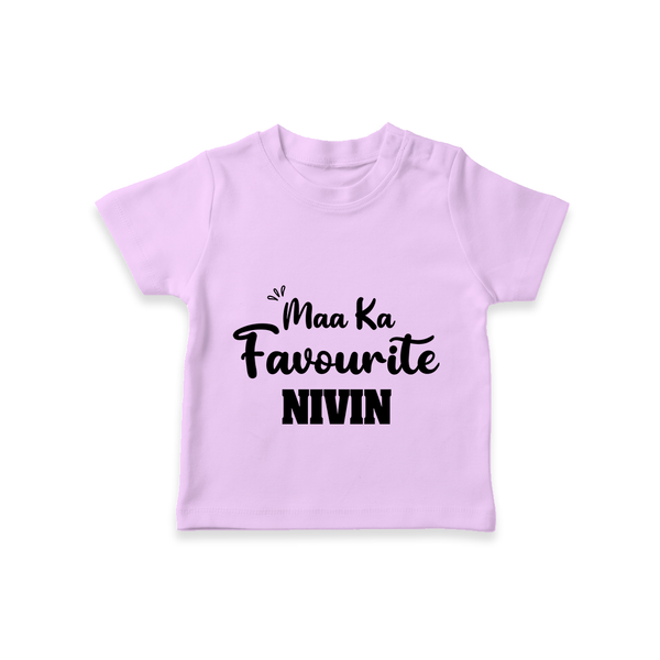 Maa Ka Favourite T-shirt | Personalized Baby T-shirt for the Favourite One - LILAC - 0-5 Months Old (Chest 17")